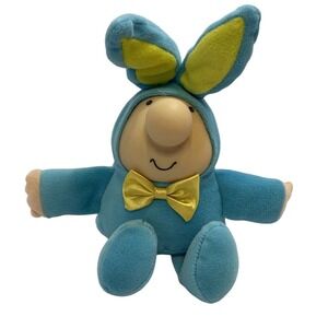 Cute Plush Toy Ziggy in Easter Bunny Costume, Blue & Yellow, Bow‎ Tie 1980s